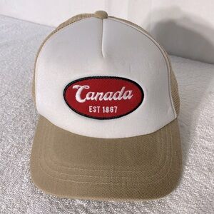 5/$25 LA Express Tan White Red Canada Mesh Back Snap Back Trucker Hat